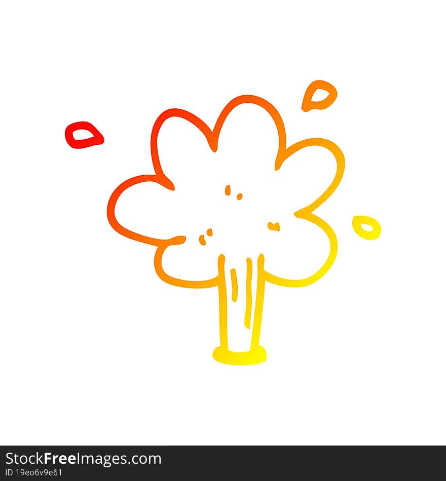 warm gradient line drawing of a cartoon squirting water
