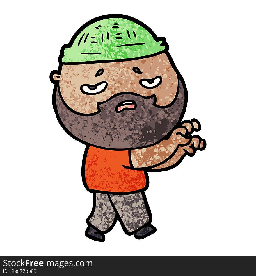 cartoon worried man with beard. cartoon worried man with beard