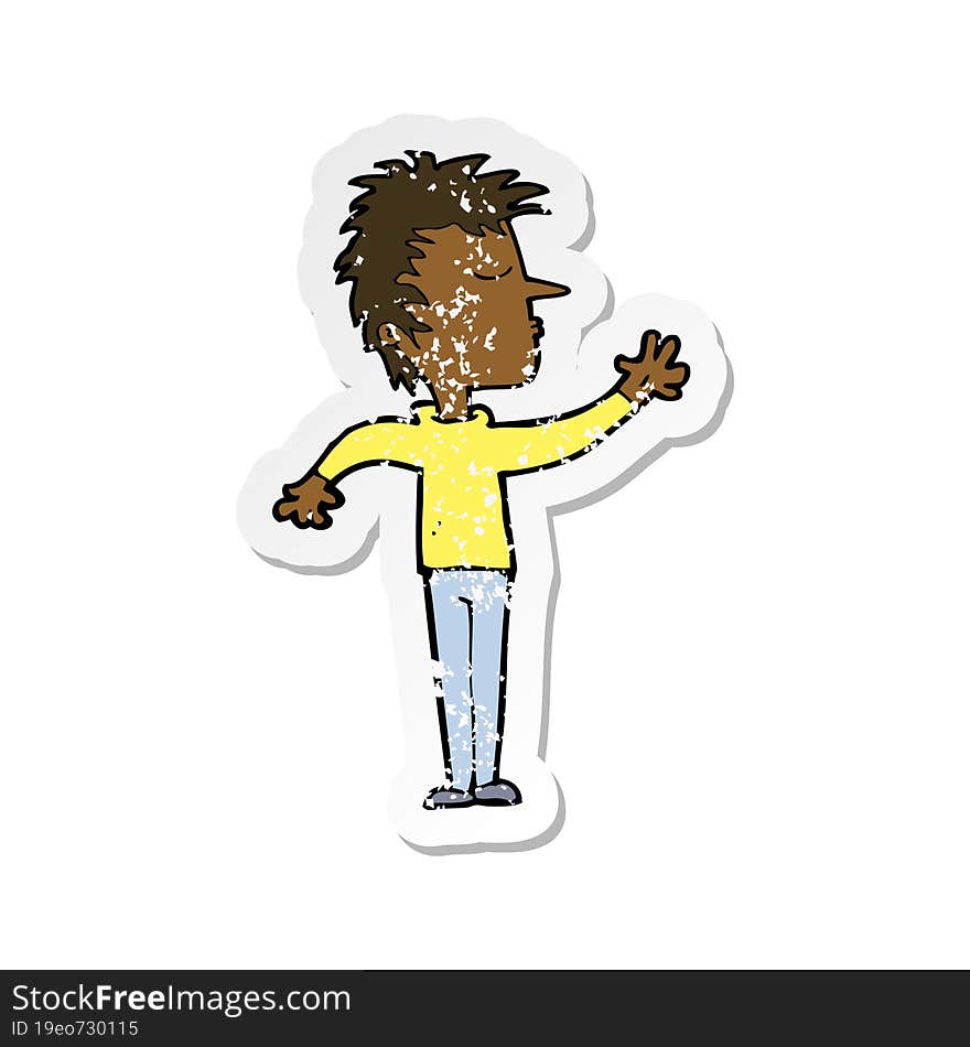 Retro Distressed Sticker Of A Cartoon Dismissive Man