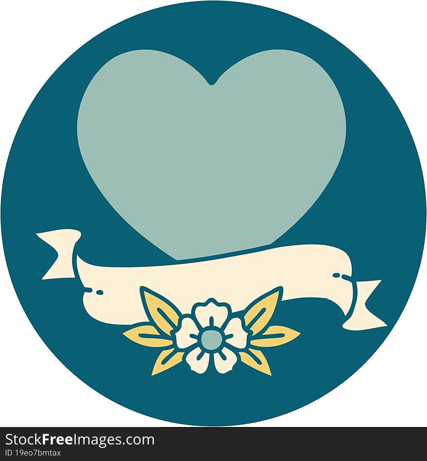 Tattoo Style Icon Of A Heart And Banner