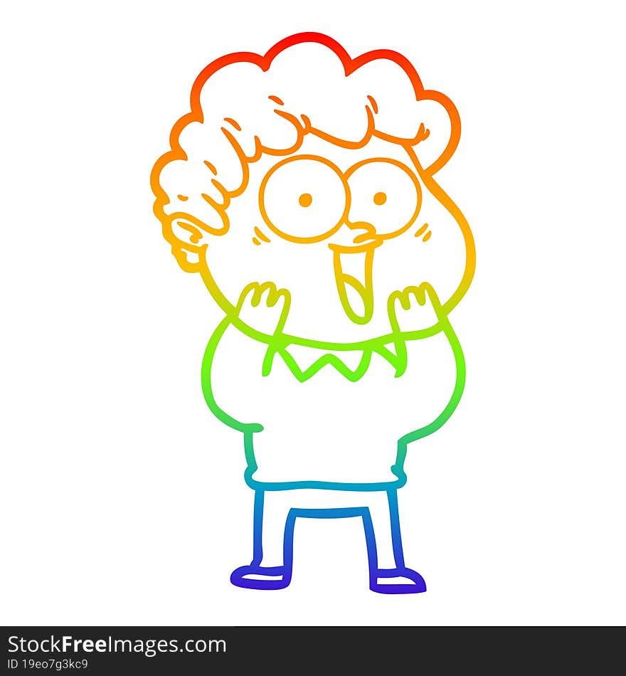 rainbow gradient line drawing cartoon happy man