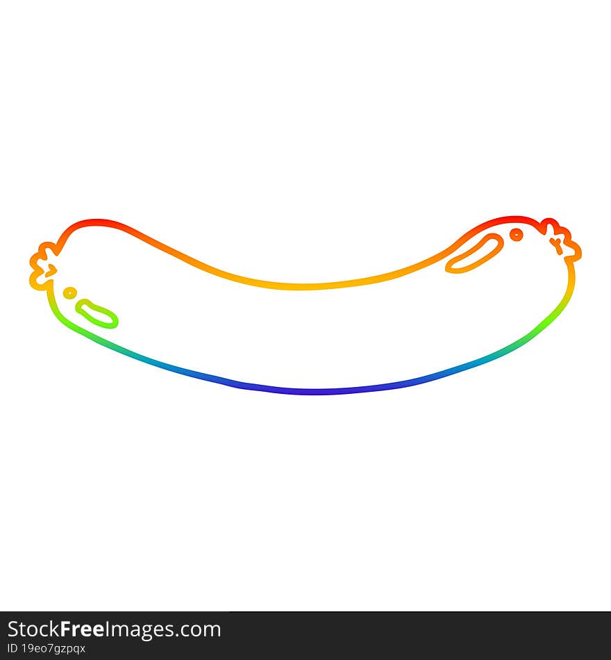 rainbow gradient line drawing of a cartoon sausage