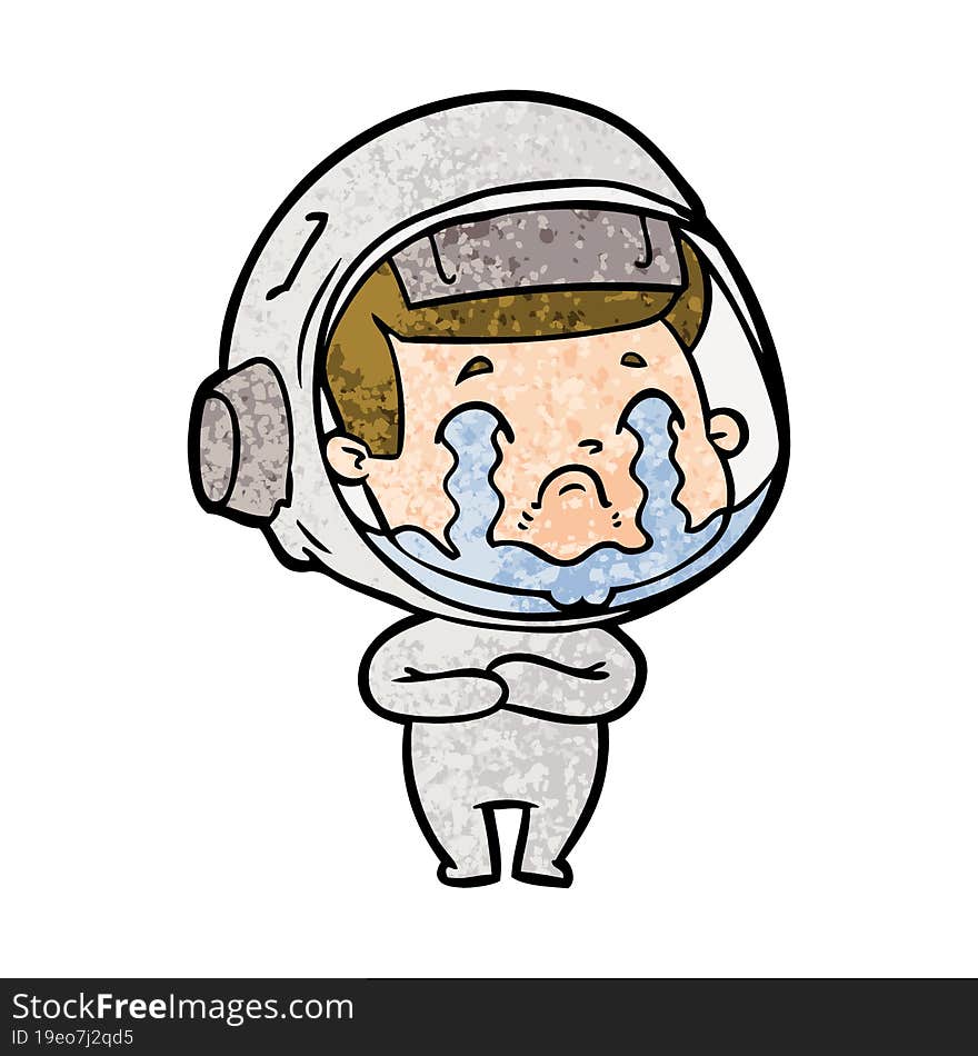 cartoon crying astronaut. cartoon crying astronaut