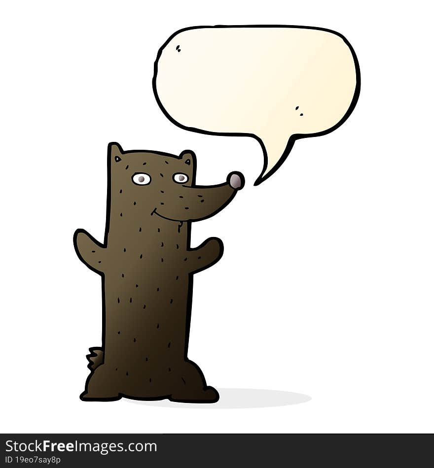 Cartoon Black Bear With Speech Bubble