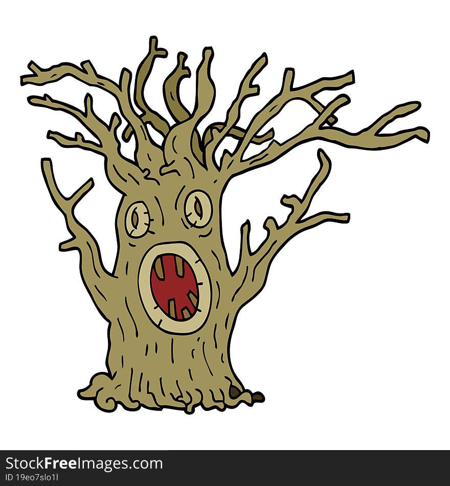 cartoon doodle spooky tree