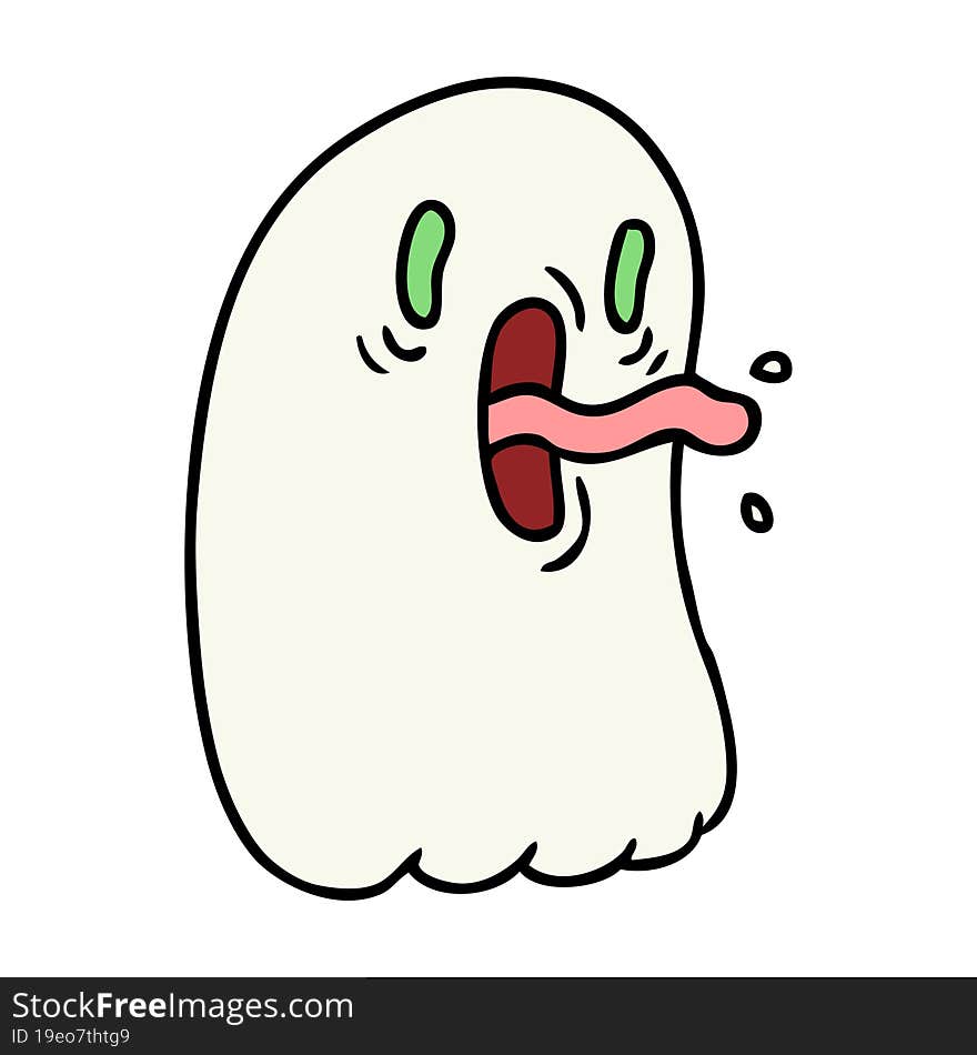 freehand drawn cartoon of kawaii scary ghost