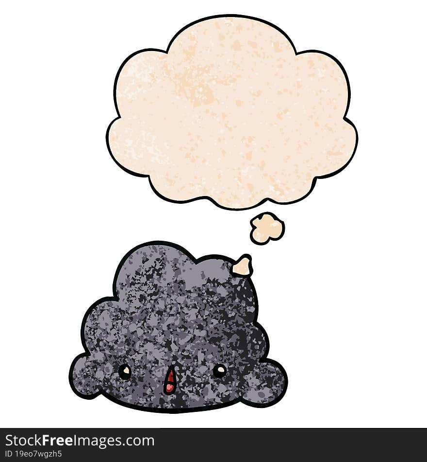 cartoon cloud with thought bubble in grunge texture style. cartoon cloud with thought bubble in grunge texture style