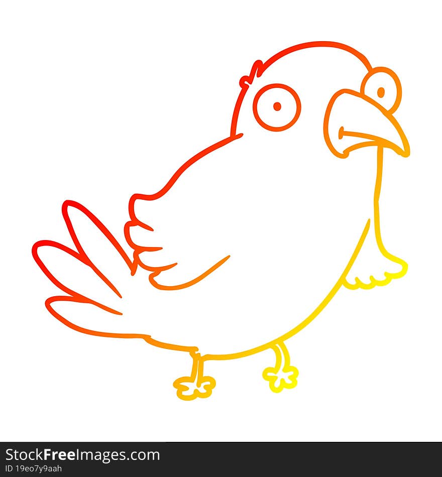 Warm Gradient Line Drawing Cartoon Bird