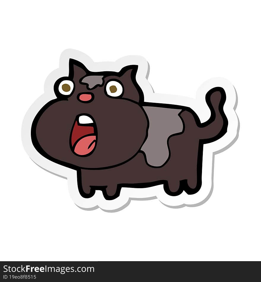 sticker of a cartoon shocked cat