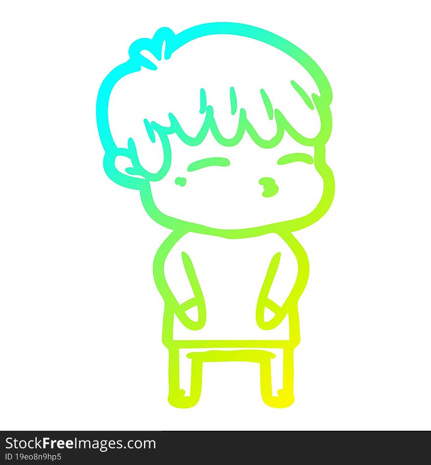 cold gradient line drawing cartoon curious boy