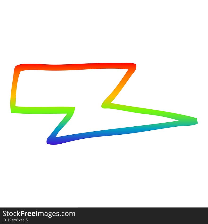 rainbow gradient line drawing cartoon lightening bolt