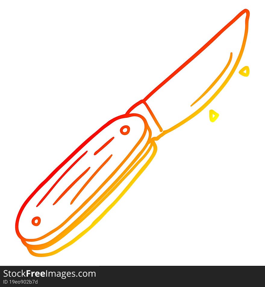 warm gradient line drawing cartoon folding knife