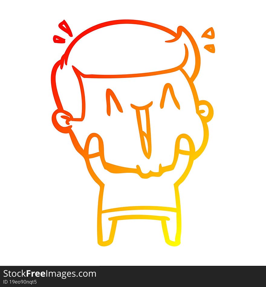 Warm Gradient Line Drawing Cartoon Excited Man