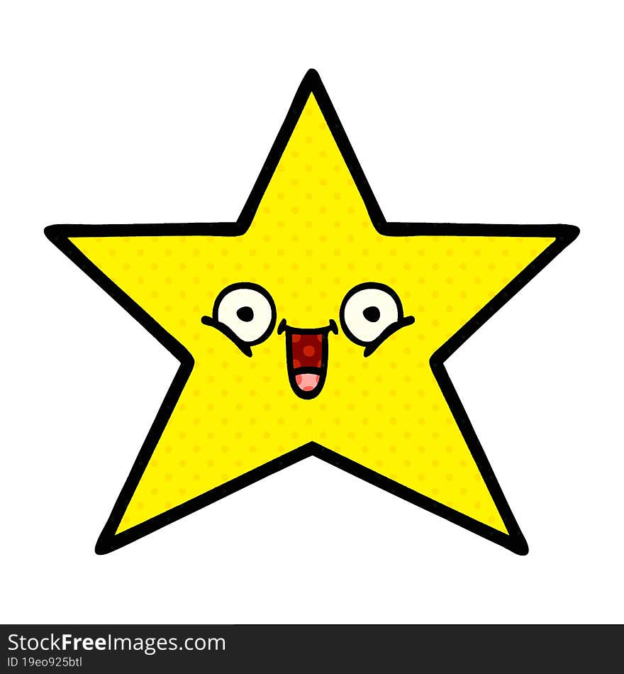 comic book style cartoon gold star