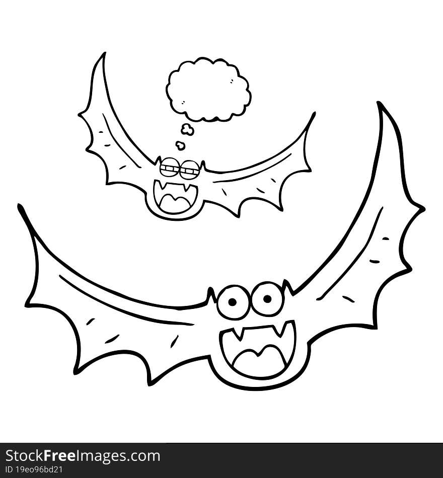 thought bubble cartoon halloween bats