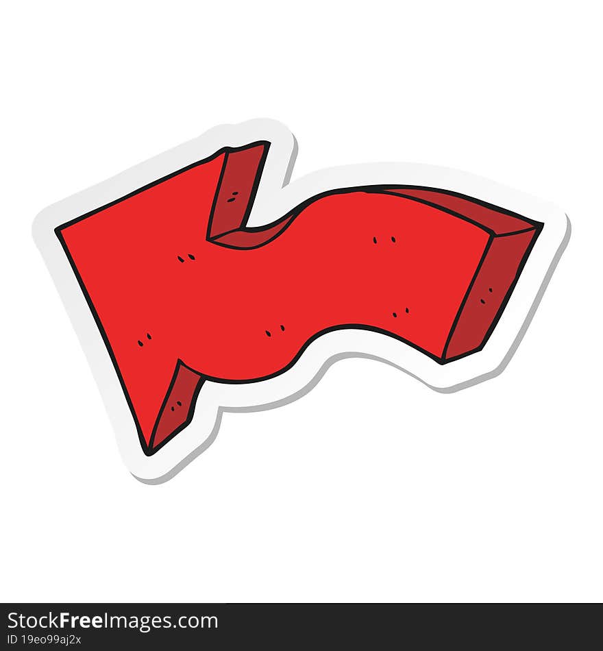 sticker of a cartoon pointing arrow