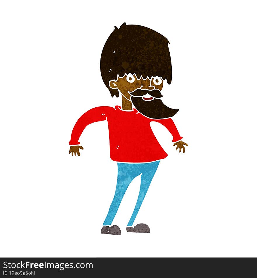 Cartoon Bearded Man Shrugging Shoulders