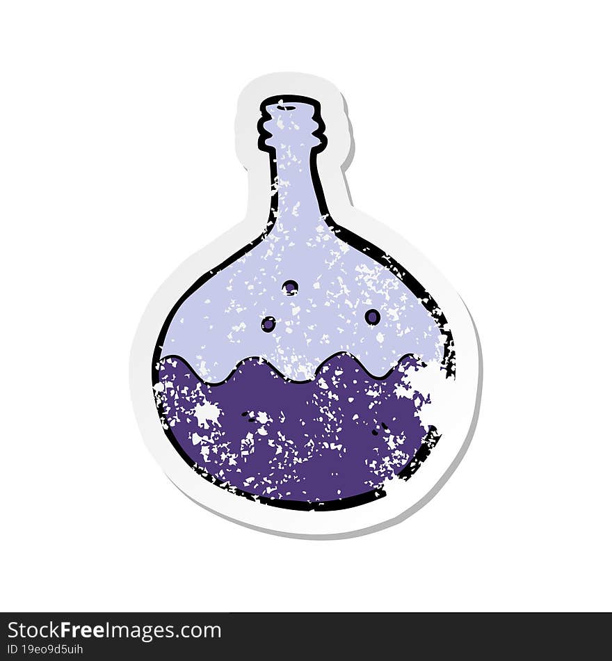 Retro Distressed Sticker Of A Cartoon Bubbling Chemicals