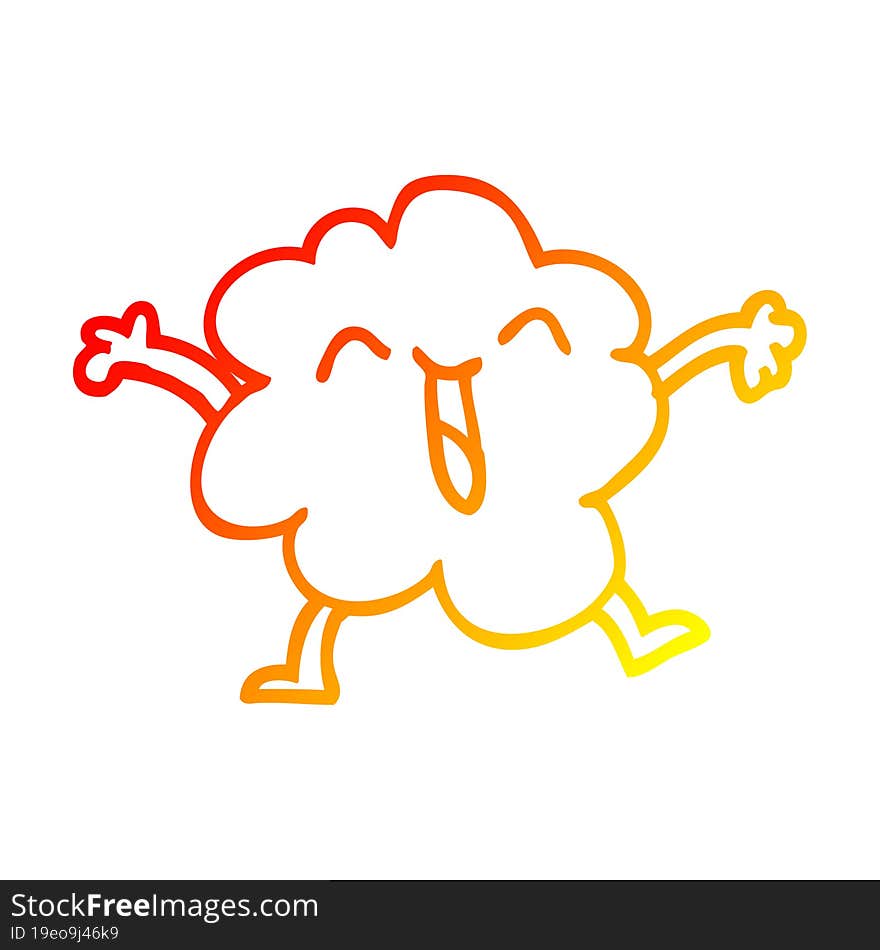 warm gradient line drawing of a cartoon expressive weather cloud