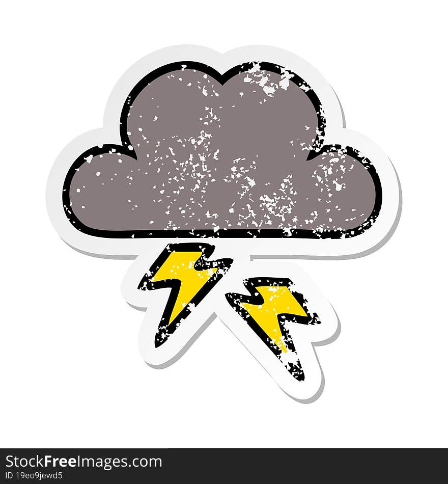 Distressed Sticker Of A Cute Cartoon Storm Cloud