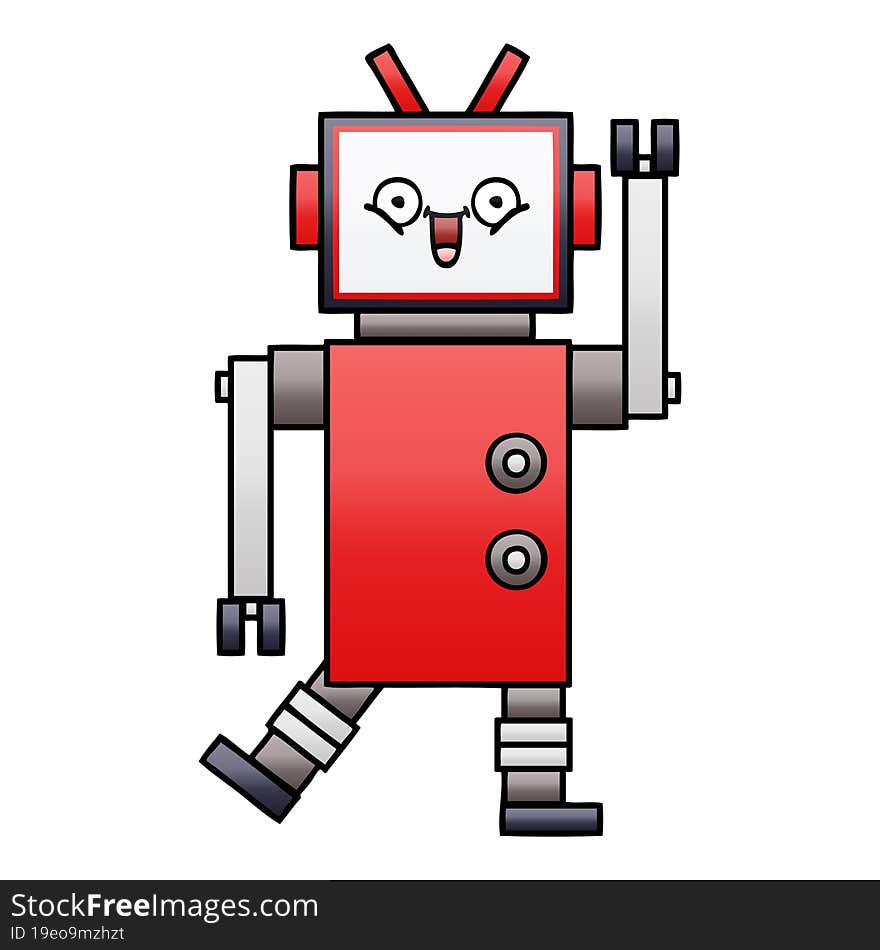 gradient shaded cartoon of a happy robot