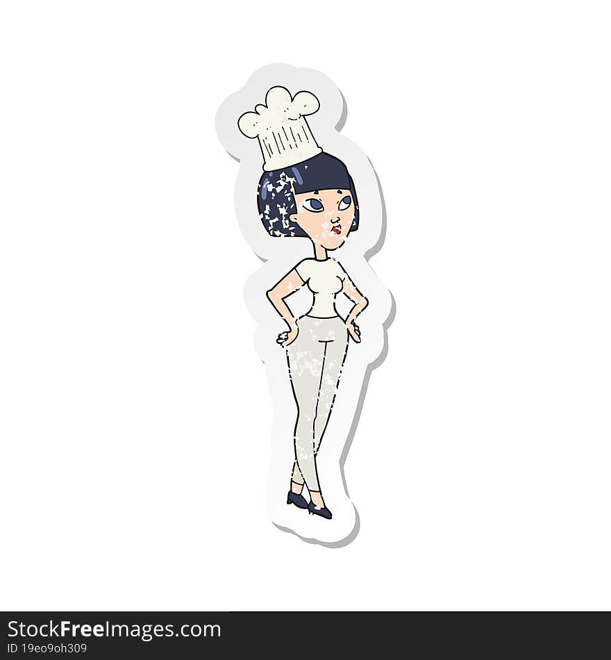 retro distressed sticker of a cartoon chef