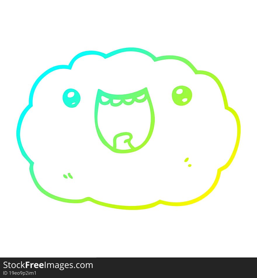 cold gradient line drawing cartoon happy cloud