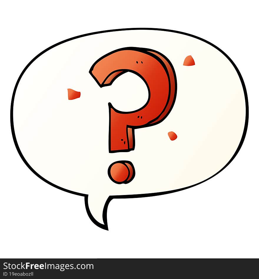 cartoon question mark and speech bubble in smooth gradient style