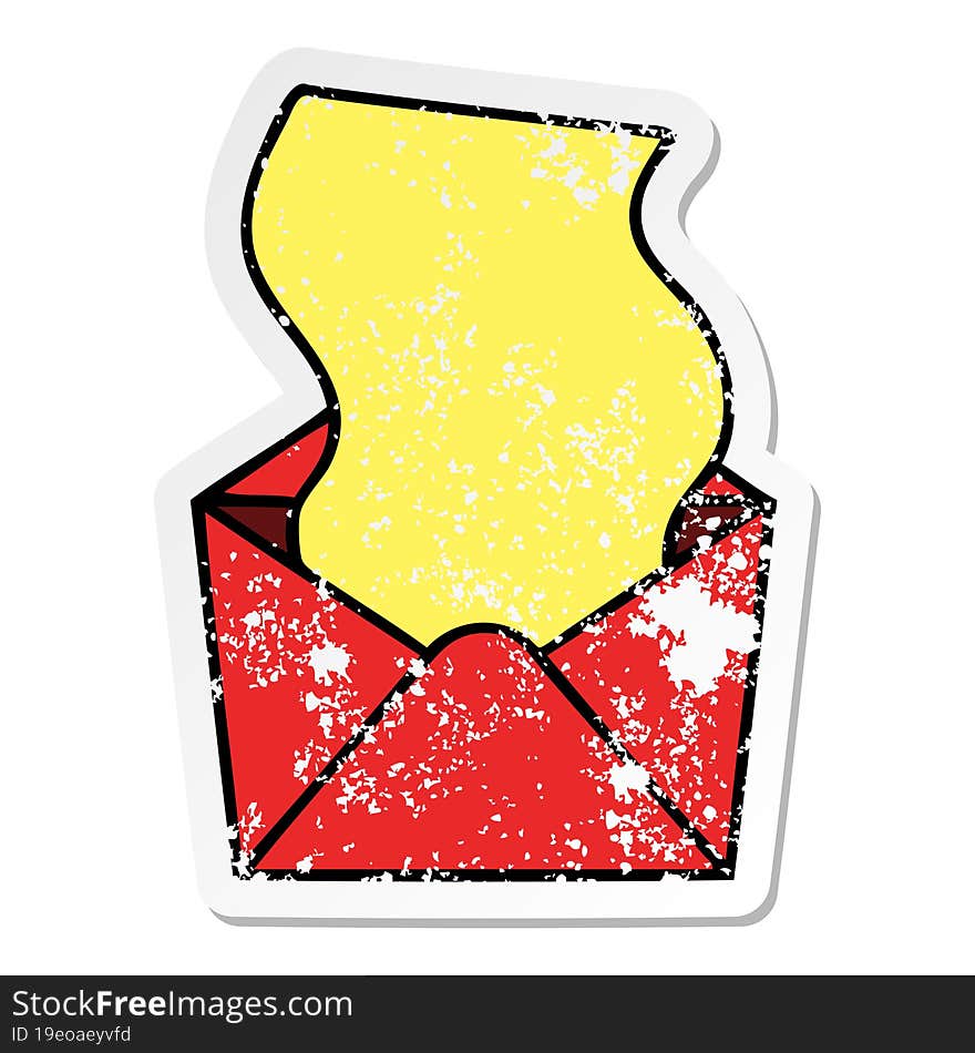 Distressed Sticker Of A Quirky Hand Drawn Cartoon Letter And Envelope