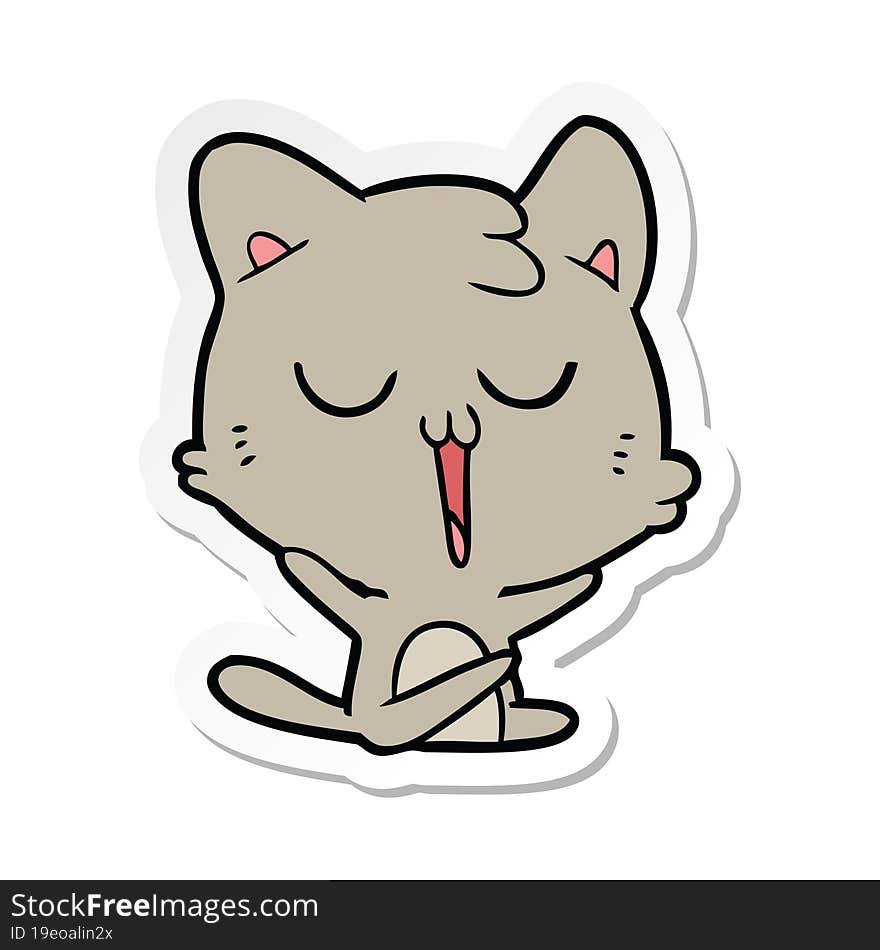 sticker of a cartoon cat singing