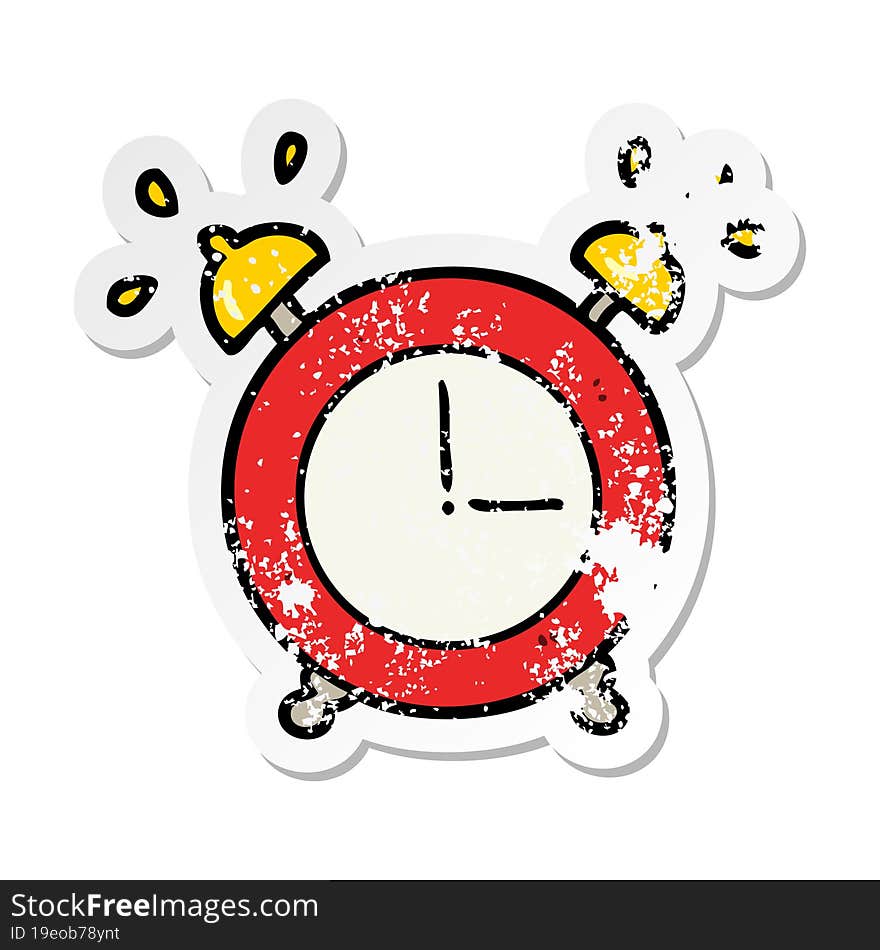 distressed sticker of a alarm clock