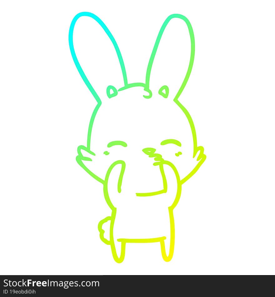 Cold Gradient Line Drawing Curious Bunny Cartoon