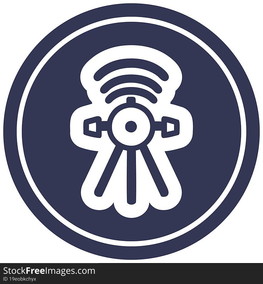 communications satellite circular icon symbol