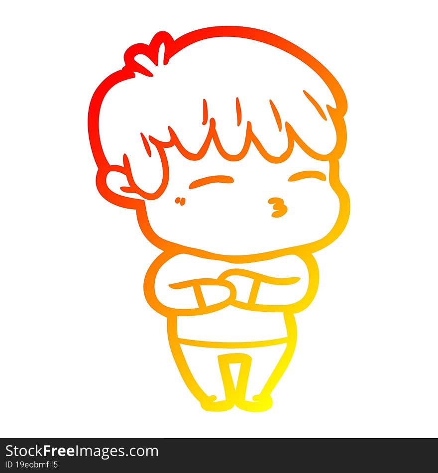 warm gradient line drawing cartoon curious boy