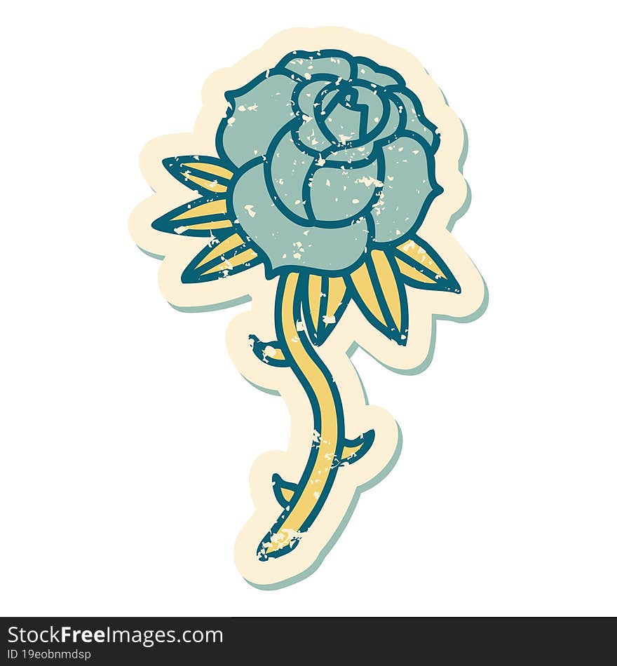 iconic distressed sticker tattoo style image of a rose. iconic distressed sticker tattoo style image of a rose