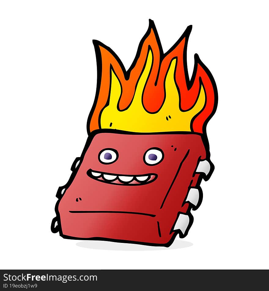 cartoon red hot computer chip