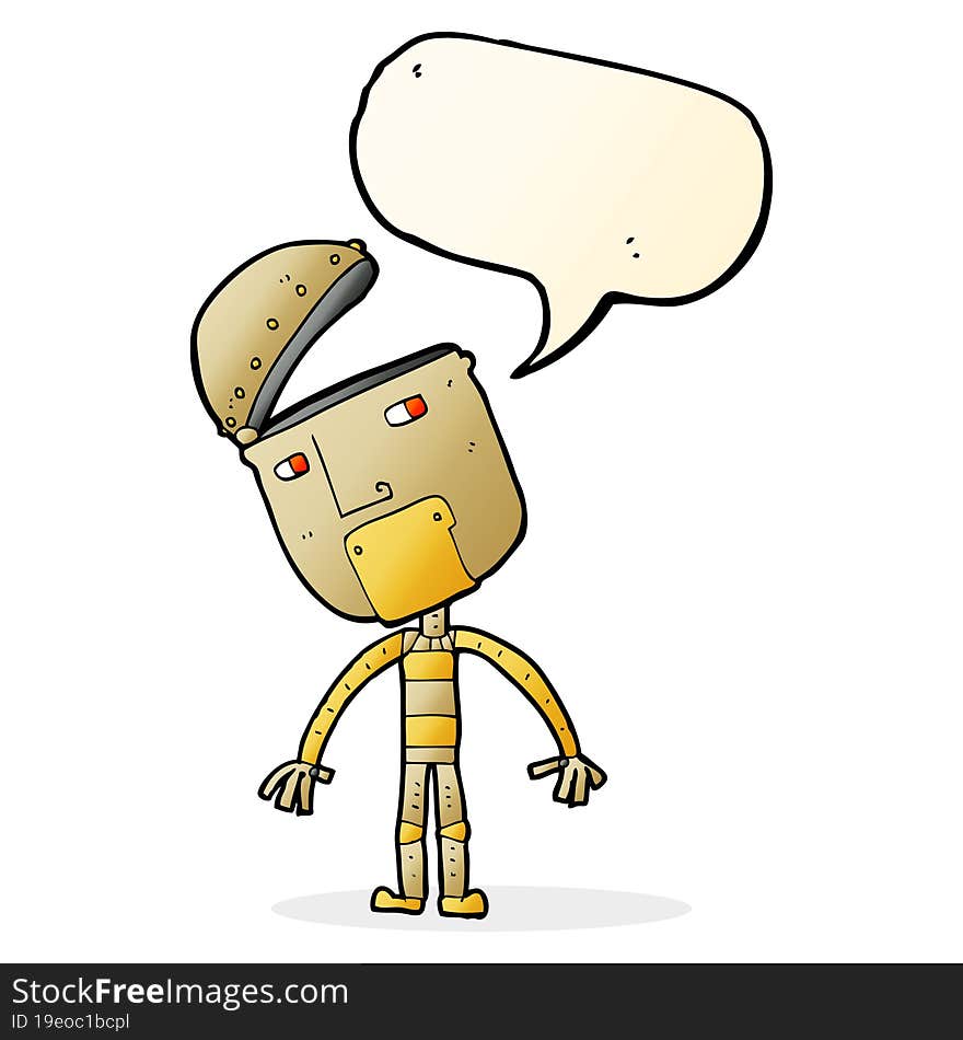 cartoon robot with speech bubble