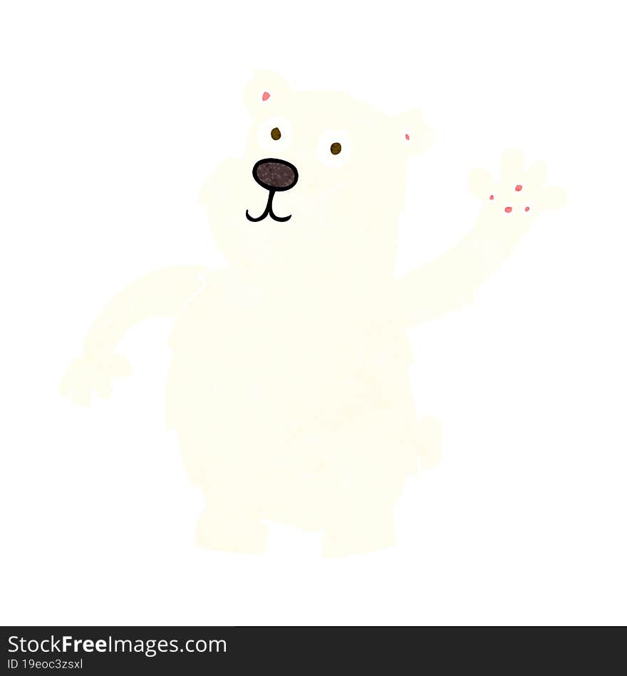 cartoon waving polar bear