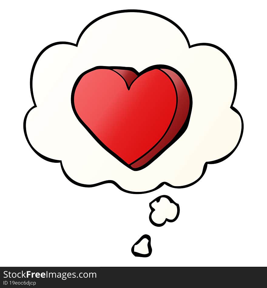 cartoon love heart with thought bubble in smooth gradient style