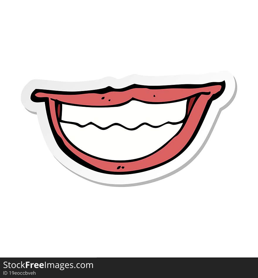 Sticker Of A Cartoon Grinning Mouth