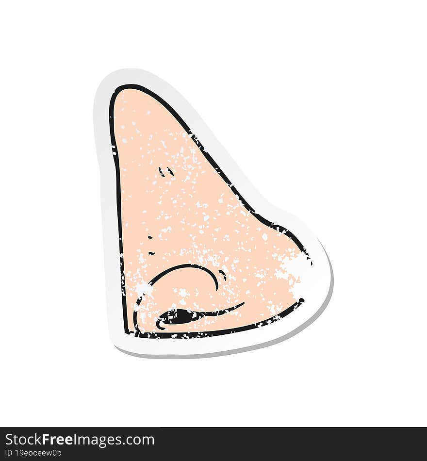 retro distressed sticker of a cartoon human nose