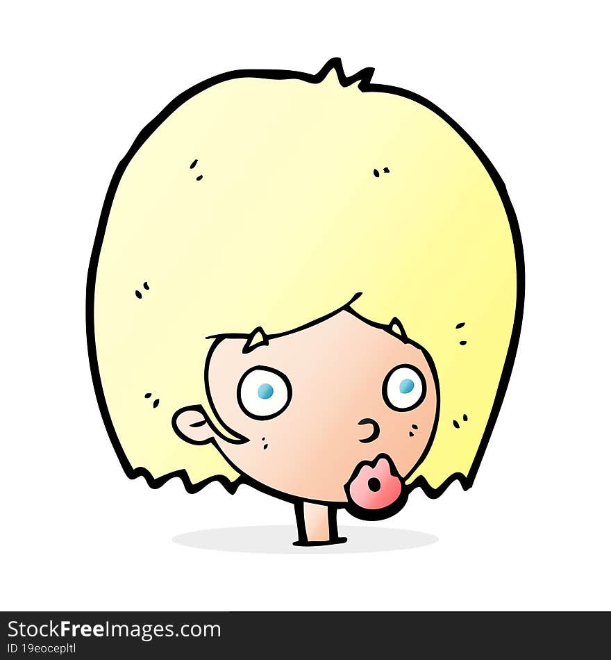 cartoon surprised female face