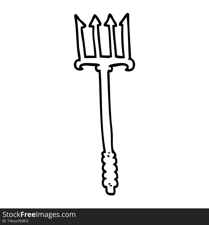 line drawing cartoon gold trident