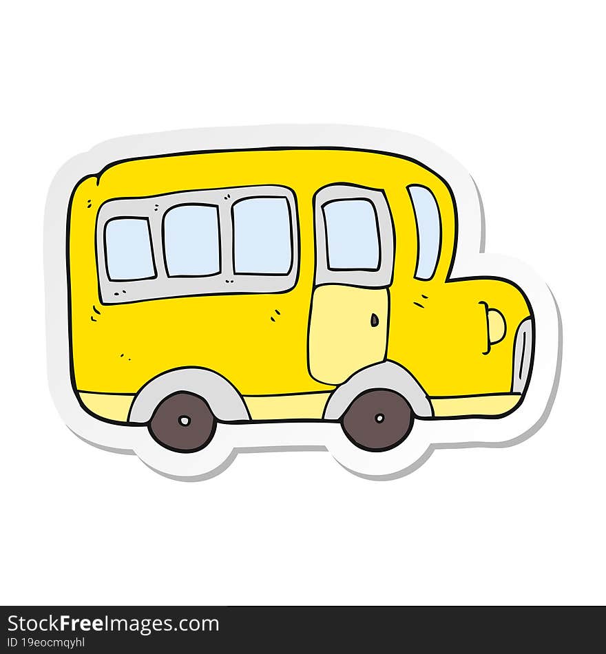 sticker of a cartoon yellow school bus