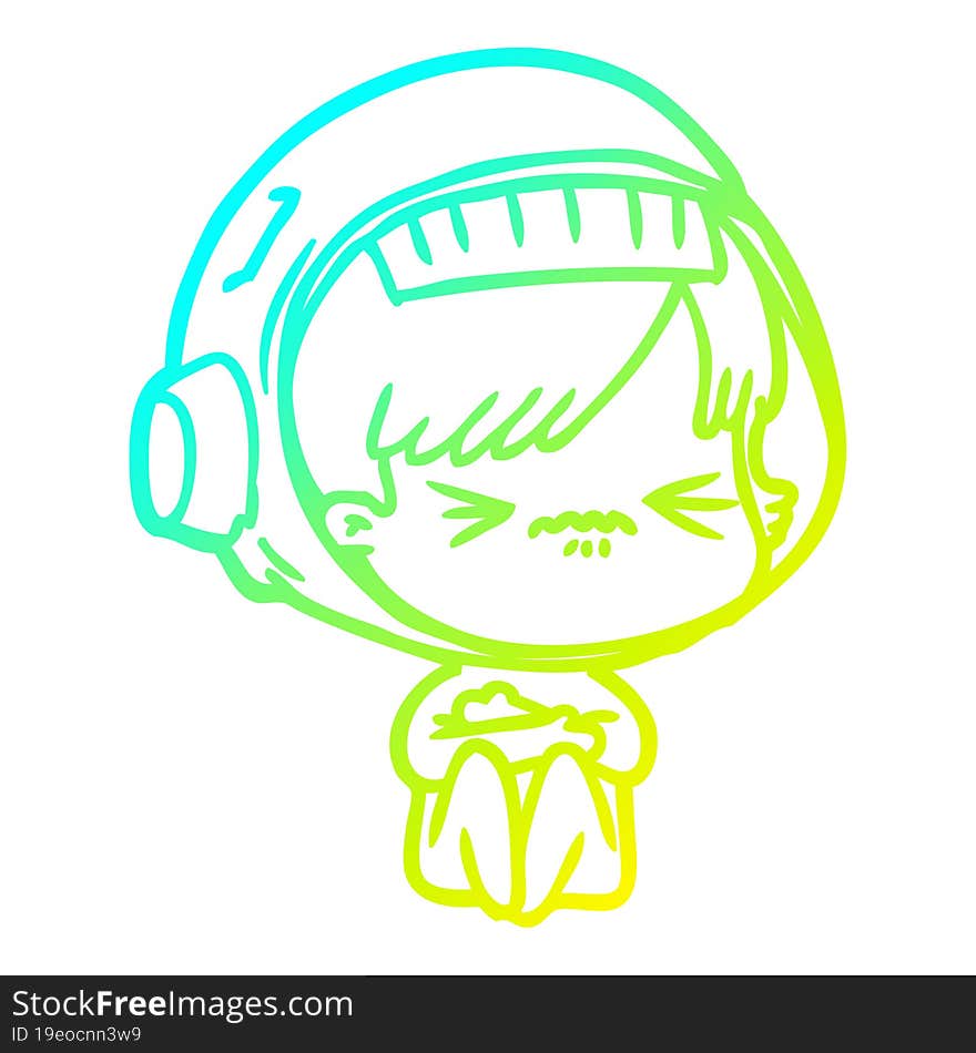 cold gradient line drawing angry cartoon space girl