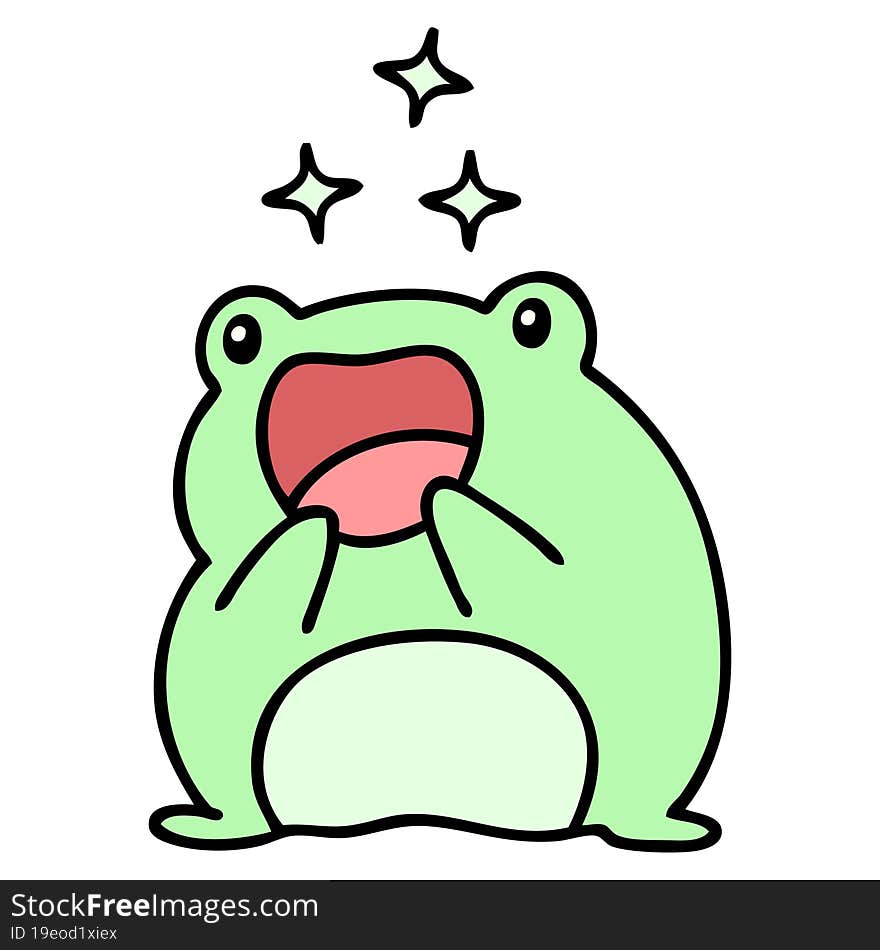 cartoon of a cute frog happy and amazed. cartoon of a cute frog happy and amazed