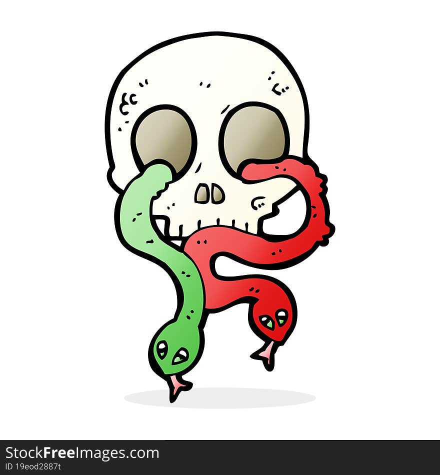 Cartoon Skull With Snakes