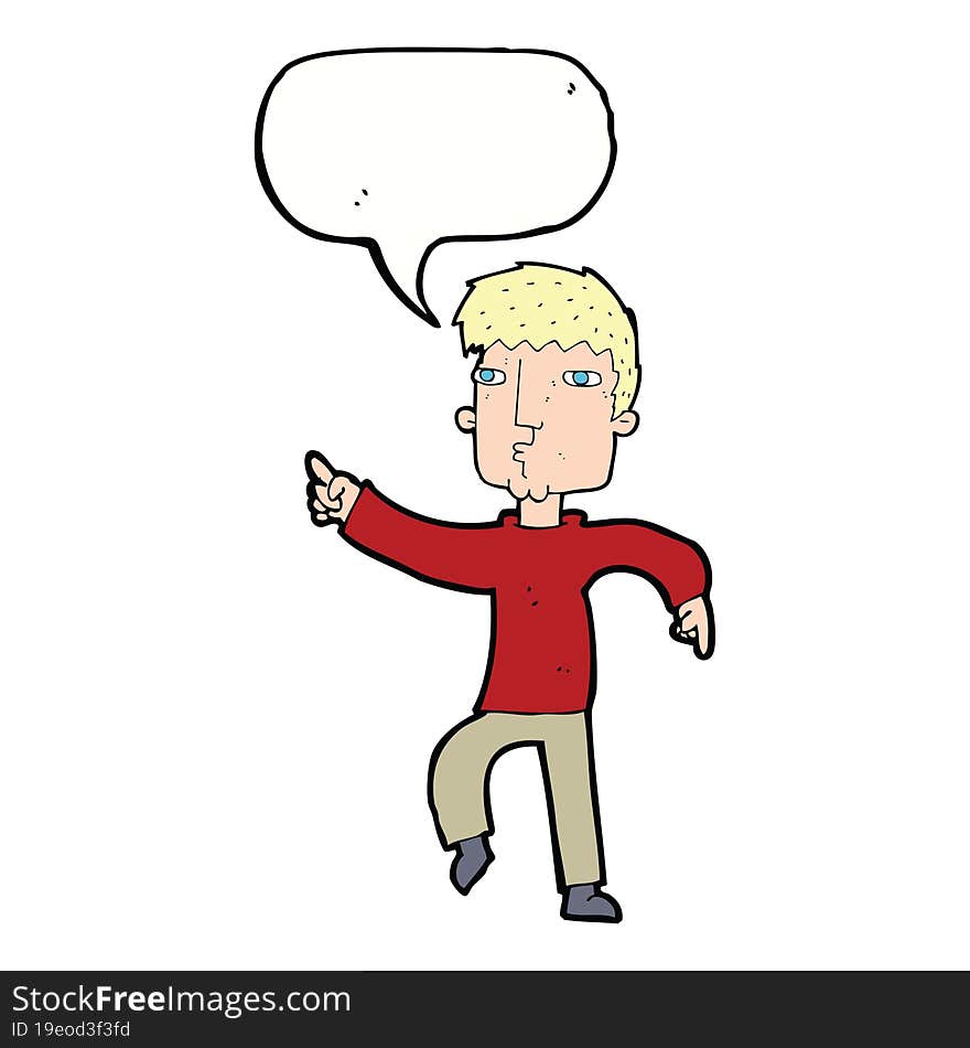 Cartoon Dancing Man With Speech Bubble