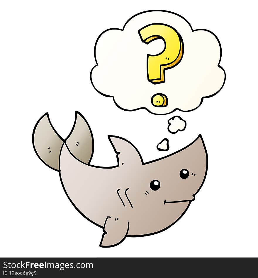 cartoon shark asking question with thought bubble in smooth gradient style