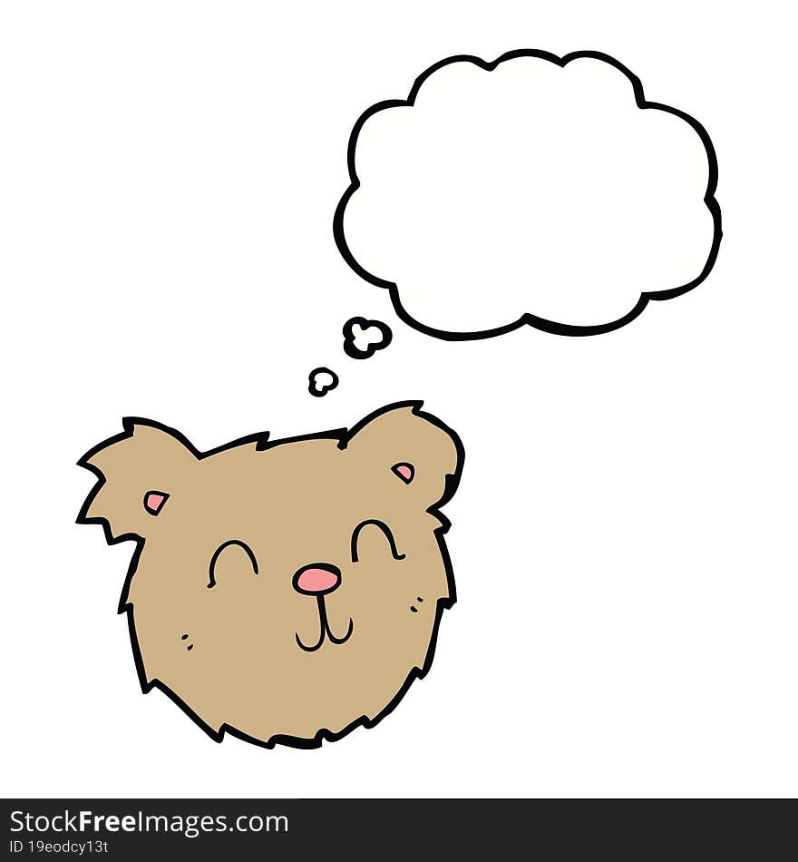 cartoon happy teddy bear face with thought bubble